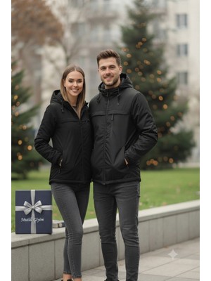 Lumt Unisex Siyah Içi Polarlı Yağmurluk/rüzgarlık /kışlık/mevsimlik/ceket/mont/ Bay Bayan Uyumlu Genç ve Yetişkin /su Itici / Rüzgar Geçirmez Kapüşonlu/ Fermuarlı Üst / Günlük / Outdoor / Spor