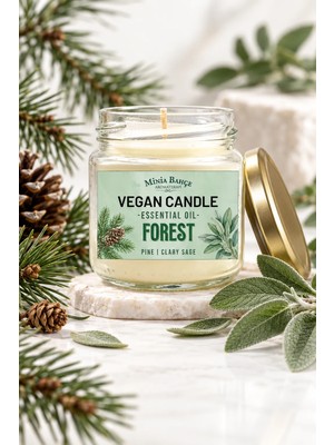 Minia Bahçe Aromaterapi Vegan  Soyawax Mumu, Orman - Forest- Çam, Ada Çayı, 75GR