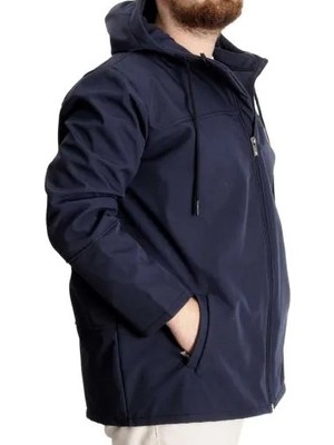 ModeXL  Erkek Softshell Parcalı Kapsonlu Mont 21235 Lacivert