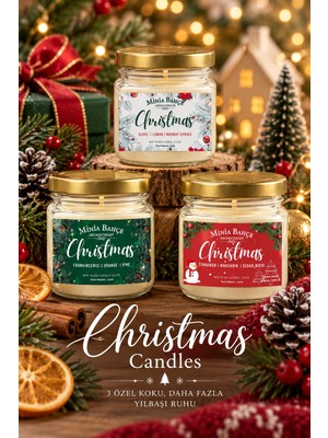 Aromaterapi Doğal Soya Mum,  Yılbaşı Özel, Yeni Yıl Soya Mumu  (Chirstmas) , 75GR, 3 Adet