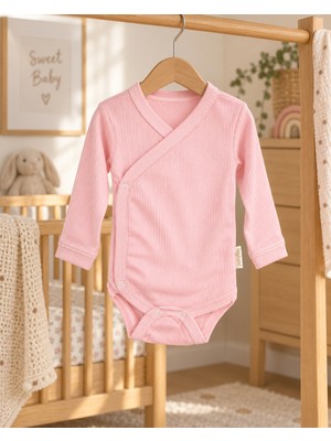 Bebek Star Fitilli Eldivenli Pembe Uzun Kollu %100 Cotton Zıbın