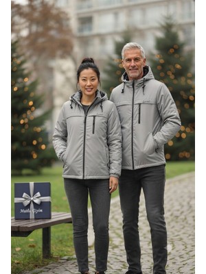 Lumt Unisex Gümüş Gri Içi Polarlı Yağmurluk/rüzgarlık /kışlık/mevsimlik/ceket/mont/ Bay Bayan Uyumlu Genç ve Yetişkin /su Itici / Rüzgar Geçirmez Kapüşonlu/ Fermuarlı Üst / Günlük / Outdoor / Spor