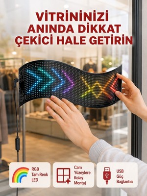 Marsilyan USB Girişli Rgb LED Tabela Ayarlanabilir Parlaklık ve Kayan Yazı Özellikli