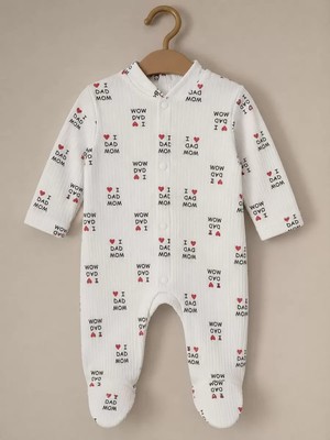 DMR Elegance 3/9 Ay Love Baskılı Patikli Bebek Tulumu