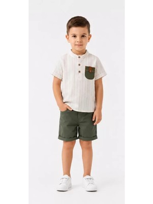 DMR Elegance 2/5 Yaş Keten Gömlek Gabardin Şort Çocuk Takımı