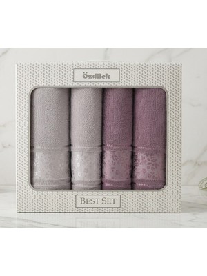Özdilek Best Hamam Seti, Banyo Havlu Takımı-Camellia Gri Mürdüm