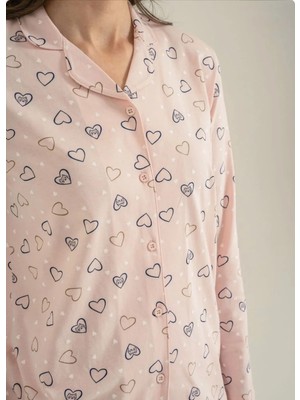 Queen Kids RP3903 Kız Çocuk Gömlek Pijama Takımı Pudra