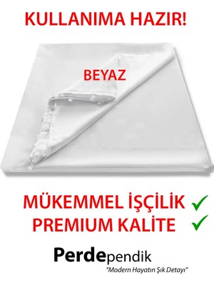Emes Güneşlik Perde Beyaz Lüx Kalın Saten Ütü Istemez 1.kalite Kullanıma Hazır Perde