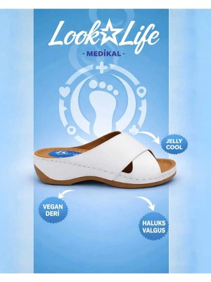 Look Life Kadın Beyaz Jelly Cool Halluks Valgus Ortopedik Terlik - Anneler Günü Hediyesi