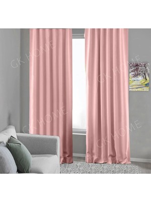 Pierre Cardin Pudra Pembe Blackout Perde , Karartma Işık Geçirmez Perde , Pilesiz Dikim (Tek Kanat Fon Perde)
