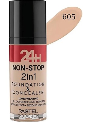 Bezos 24H Non Stop 2in1 Foundation &amp; Concealer - No: 605 Sand