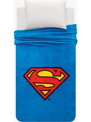 Puffy Superman Logo Tek Kişilik Lisanslı Wellsoft Battaniye - Mavi