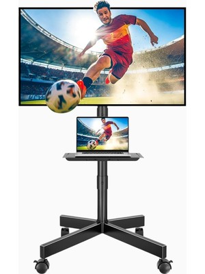 Bontec 24-60 Inç Yüksekliği Ayarlanabilir Tekerlekli Tv Standı