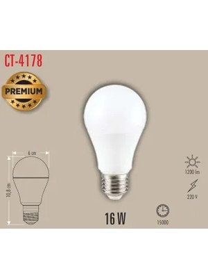 Cata CT-4178B 16W Premium LED Ampül E-27 Beyaz