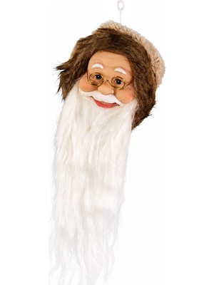 Dekorsende Yılbaşı Süsü Mini Kürk Şapkalı Noel Baba Kafası Kahverengi 25 cm