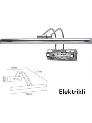 9W 50CM Krom Flüt Aplik 6500K Beyaz Işık