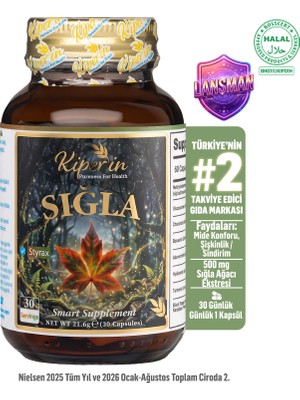 Kiperin Sığla | Sığla Ağacı Ekstresi | Mide ve Sindirim Desteği | 500MG | 30 Kapsül