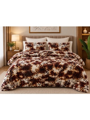 Yünteks Merinos Diamond Kürk Leopar Desen Comforter Set, Çift Kişilik Yorgan Seti (220X240)