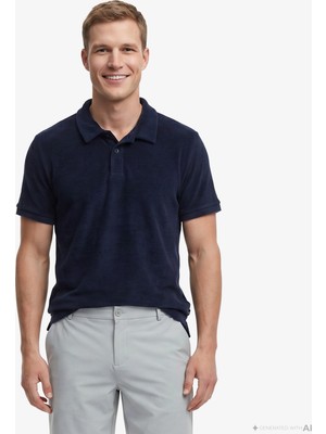 Nautica Erkek Lacivert Regular Fit Havlu Polo Yaka T-Shirt K65351T.4NV