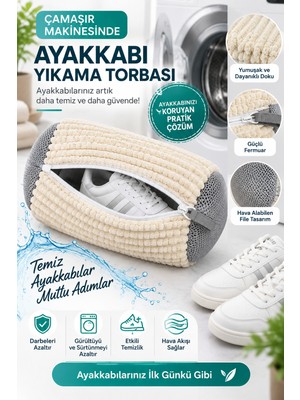 Duff Clean Krem Büyük Boy Mikrofiber Ayakkabı Yıkama Çantası Fermuarlı