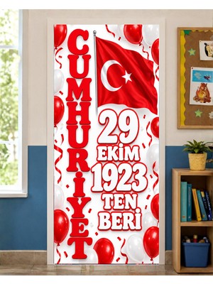 Promisebackdrop2 190X75CM Lastikli Okul Sınıfları Kapı Giydirme, 29 Ekim Cumhuriyet Bayramı, Kumaş Kapı Giydirme, Sınıf Kapısı, Okul Etkinlik Kapı Giydirme