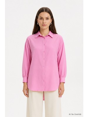 Rays Oversize Balon Kol Gömlek 8699 Pembe