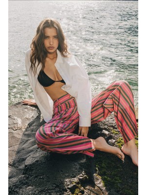 Guess Strıped Wıde Leg Pant
