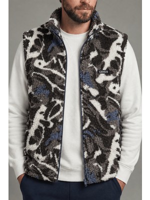 Genius Store Erkek Yelek Içi Şardonlu Sherpa Peluş Yelek Tam Fermuarlı Cepli  Kuzu Outdoor Yelek (TAŞ)