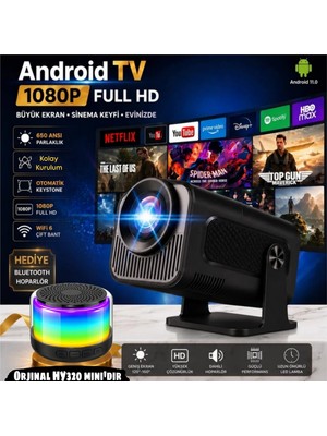 Tarçın 4K Full Hd 1080P Taşınabilir Projektör Hoparlör Hediyeli– 270° Döner Tasarım, Wifi 6 & Bluetooth 5.2, Otomatik Düzeltme, HDMI & USB Girişli