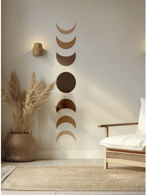 S Digital Bohem Tarzı Ay Evreleri Duvar Sticker | 120X35 cm | Modern Dekor - Kendinden Yapışkanlı Mat Pvc Folyo