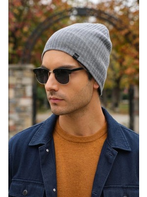 Ritagarcia Unisex Çizgili Fitilli Dört Mevsim Pamuklu Penye Bere Esnek Mevsimlik Beanie Bere