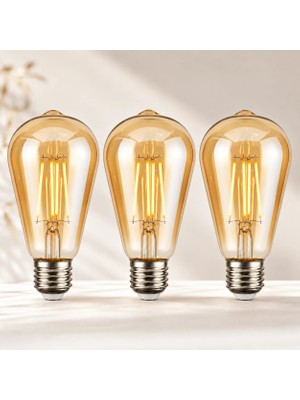 Orbus STA64 LED Filament Ampul 4.8W 540 Lümen E27 Duy Sarı Işık (2700K) 3 Adet