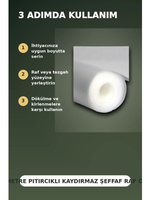 Eco Lounge 3 Metre Kalın Dokulu Şeffaf Raf Örtüsü ve Tezgah Üstü Koruyucu Çok Amaçlı Mat