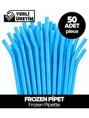 Sepet Doldur 50 Adet Mavi Pipet Körüklü Bükülebilir  Frozen Pipette