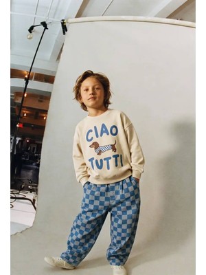 Poala Kids Erkek Çocuk Blue Damalı Jean