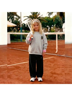 Poala Kids Unisex Çocuk Siyah Barrel Jogger Pantolon