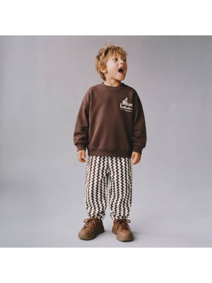 Poala Kids Erkek Çocuk Kahve Çizgili Balloon Jeans