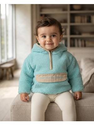 Reycan Turkuaz – Kız Çocuk Mavi Show Your Magic Peluş Sweatshirt Kapüşonlu Kışlık