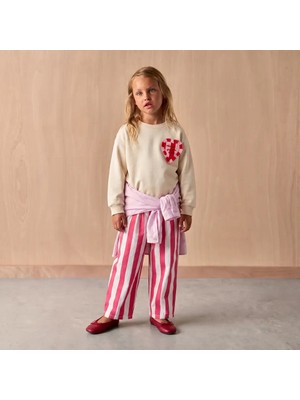 Poala Kids Kız Çocuk Pembe Çizgili Balloon Jeans