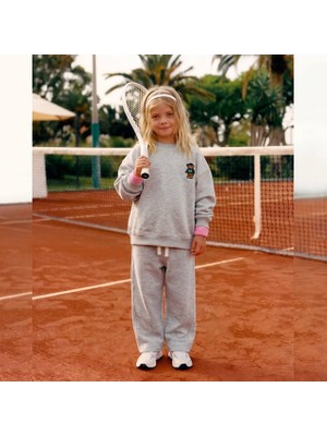Poala Kids Unisex Çocuk Gri Barrel Jogger Pantolon