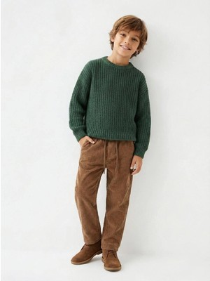 Poala Kids Unisex Çocuk Taba Kadife Pantolon