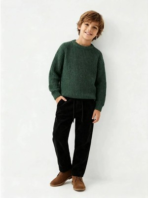 Poala Kids Unisex Çocuk Siyah Kadife Pantolon
