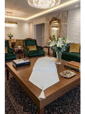 Bezos Çizgili Tek Runner, Colber Tek Runner 40X140CM Ekru