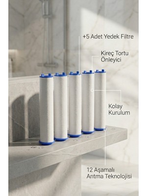 Ahlez 5 Adet Kireç Pas Tortu Engelleyici Duş Başlığı Filtresi