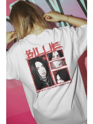 Sevbano Billie Eilish Şarkıcı Baskılı Unisex Oversize Premium Tişört