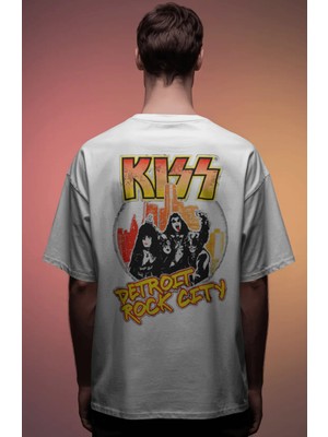Sevbano Kiss Rock Metal Müzik Grubu Baskılı Unisex Oversize Premium Tişört