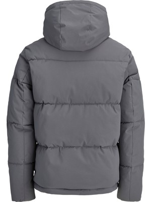Jack & Jones Büyük Beden Ayarlanabilir Bagcikli Kapüsonlu Puffer Ceket - Galaxy