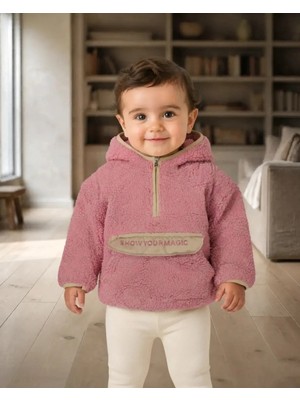 Reycan Kız Çocuk Fuşya Peluş Kapüşonlu Sweatshirt Show Your Magic