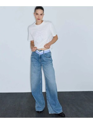 İpekyol Kontrast Bel Wide Leg Jean Pantolon IW6260018037629