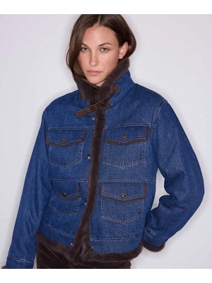 İpekyol Suni Kürklü Denim Mont IW6260012407629